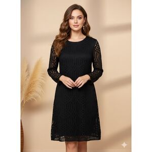 J.CREW SIMPLE CLASSIC TIMELESS CASUAL FORMAL BLACK LACE OVERLAY DRESS SIZE 10